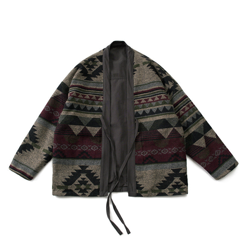 Retro Ethno-Stil Herren Steppjacke aus Baumwolle