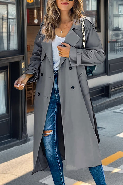 Langer Trenchcoat für Damen | Zweireiher