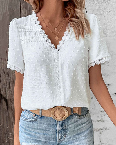 Angelika | Elegante V Ausschnitt bluse
