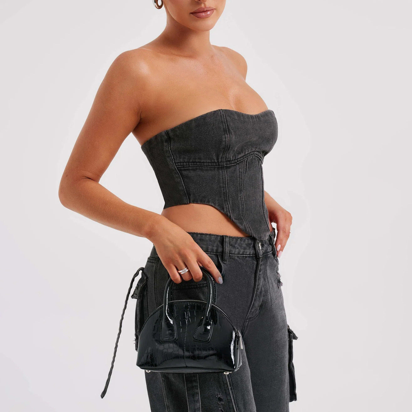 Roxana | Denim Set Cargo & Top