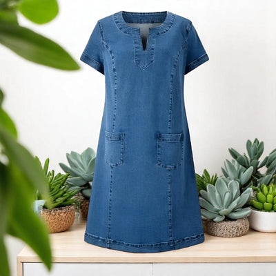 Blythe | Sanftes Denim-Kleid mit kurzen Ärmeln