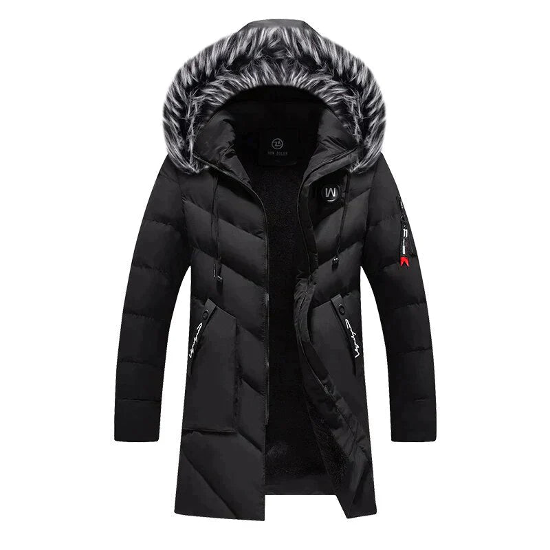Herren Winterjacke | Langer Steppmantel Mit Kapuze