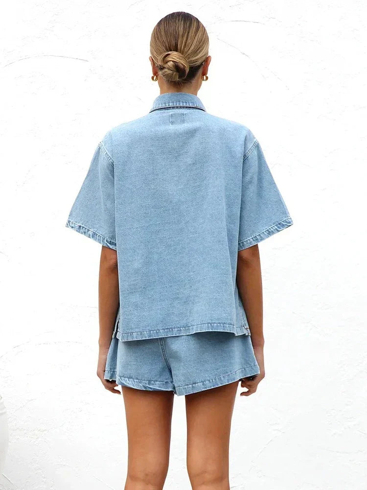 Yvaine | Vintage-inspirierter Denim-Blazer und Hosenanzug