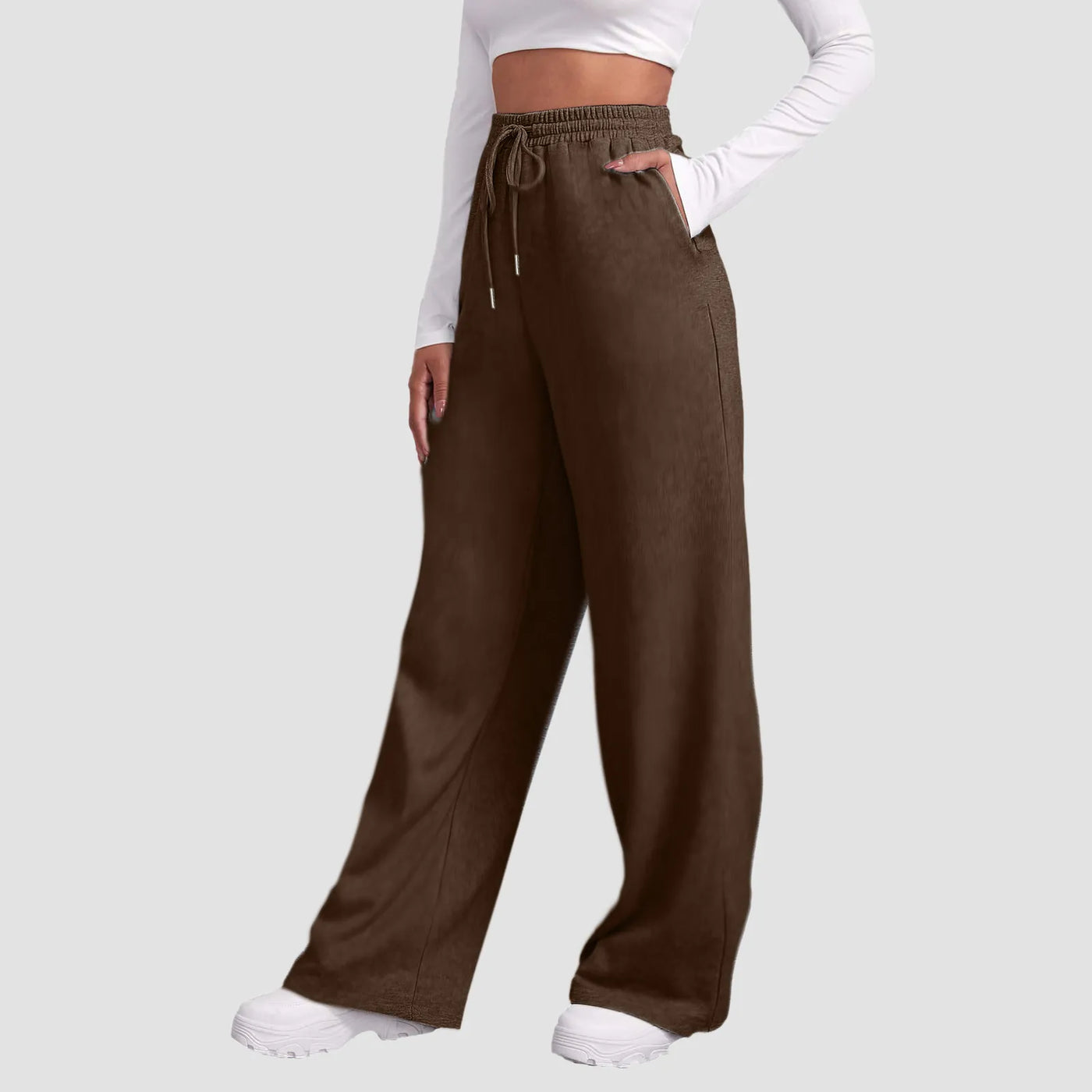 Heidi-Mode | Breite Beinen Hosen für Frauen Fleece für Sweatpants Gerade Hosen Bund Alle Math Einfache Fitness Joggers Reise Basis Hosen