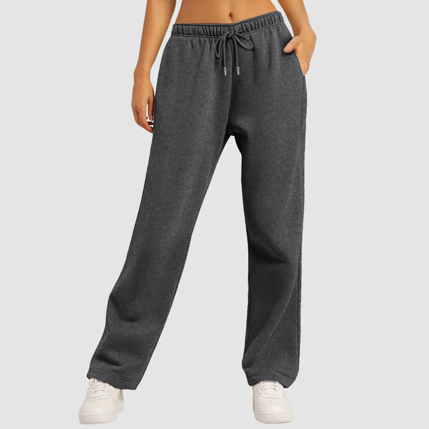 Heidi-Mode | Breite Beinen Hosen für Frauen Fleece für Sweatpants Gerade Hosen Bund Alle Math Einfache Fitness Joggers Reise Basis Hosen