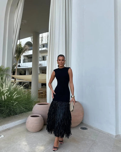 Aline - Maxi Kleid mit eleganten Fransen