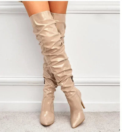Overknee-Stiefel für Damen | Stilettoabsatz mit Spitze Zehenpartie
