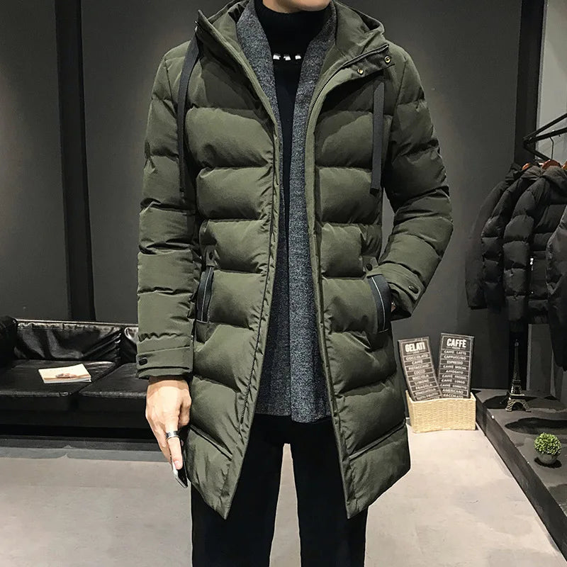 Lange Winterjacke mit Kapuze für Männer