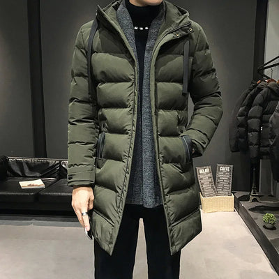 Lange Winterjacke mit Kapuze für Männer
