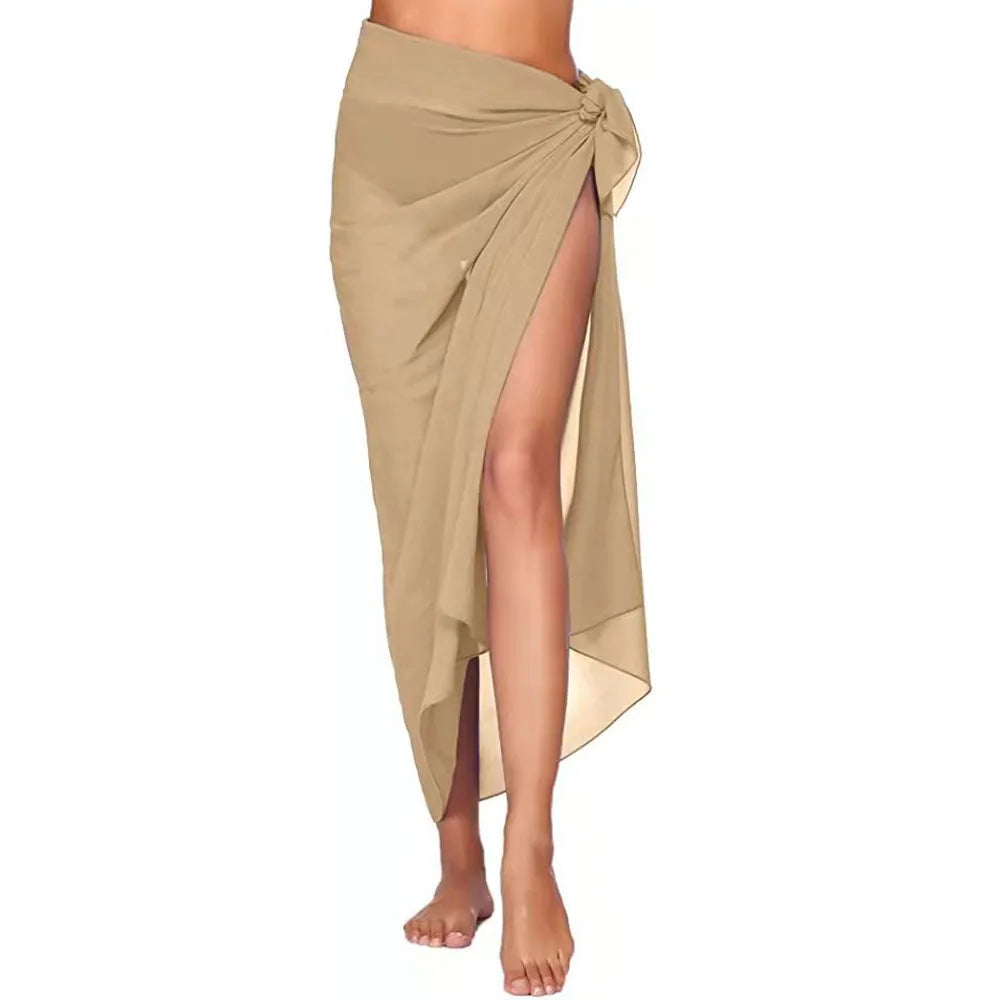 Heidi-Mode | Damen Strand Lang&Kurz Kurz Rock Sarong Badeanzug Abdeckung Sommer Bikini Wickel Transparent Schal für Bademode Abdeckung