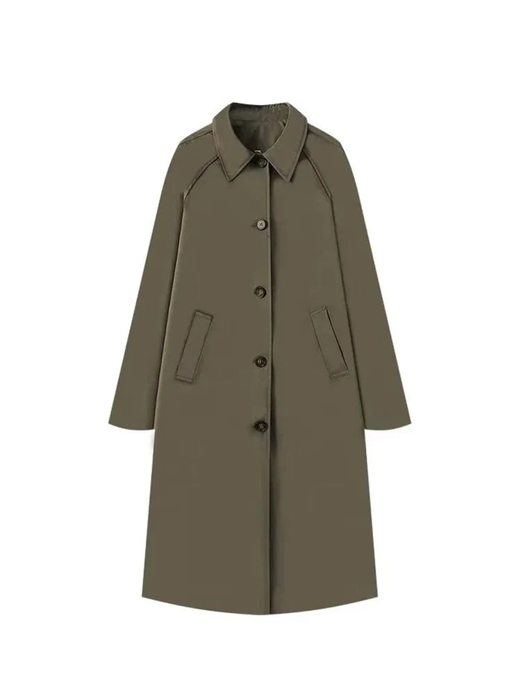 Farah | Langer Trenchcoat Mit Karofutter