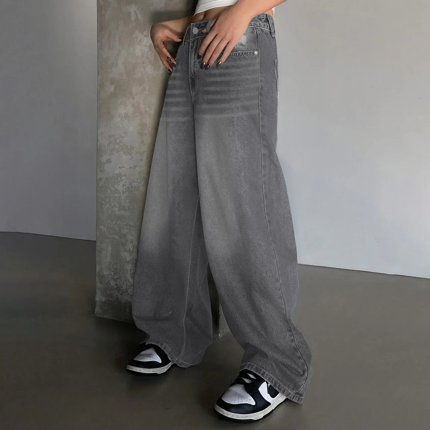 Weitem Bein Baggy-Jeans für Damen | Lässig