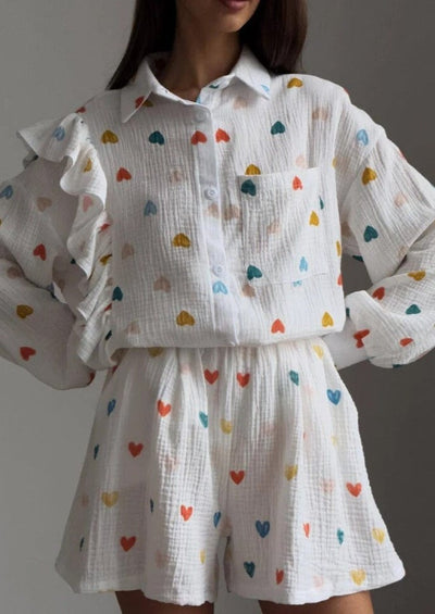 Amira | Herz-Print Zweiteiler-Set – Perfekt für entspannte Sommertage