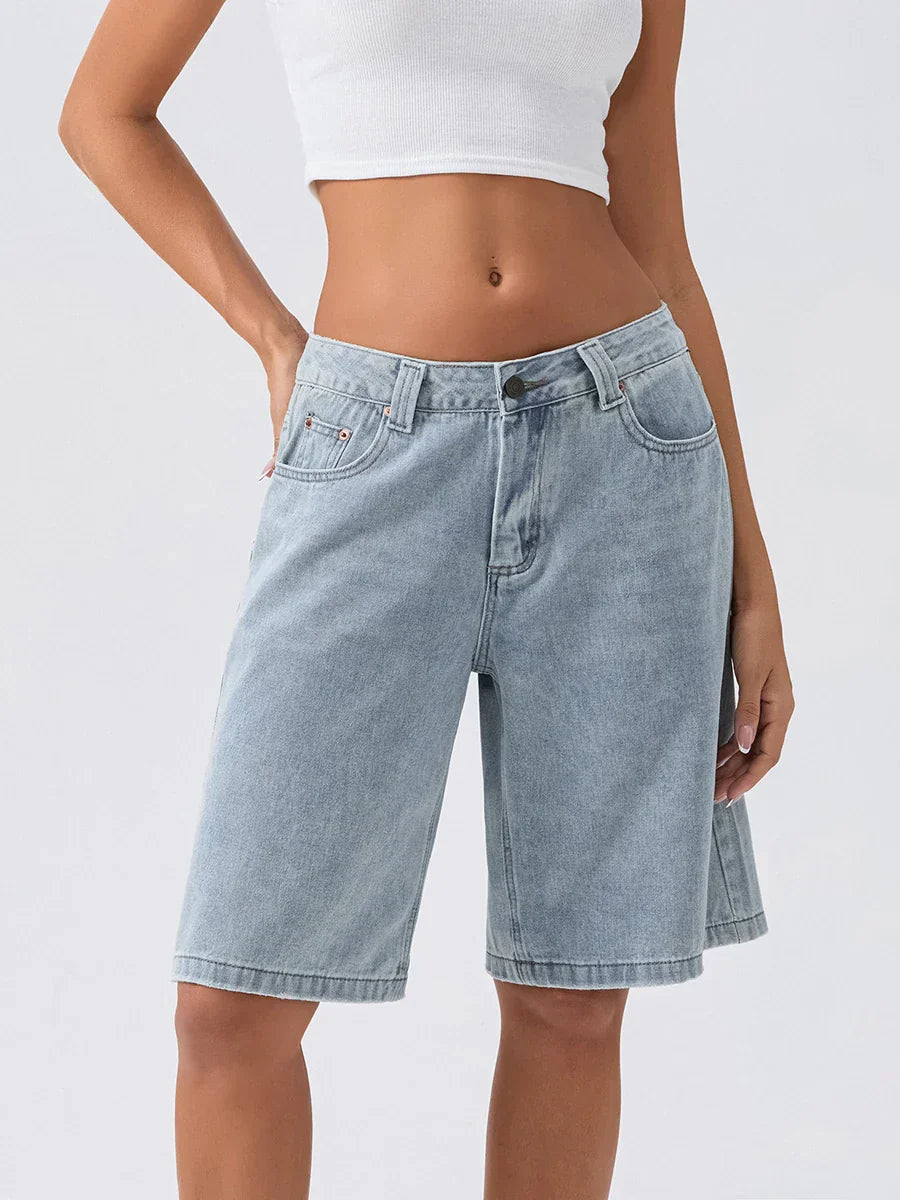 Damen-Bermuda-Jeansshorts im Loose-Fit