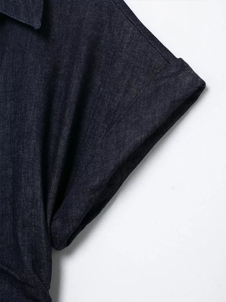 Damen-Midikleid aus Denim mit Knopfleiste und Taillengürtel – lässig-schickes Sommerkleid