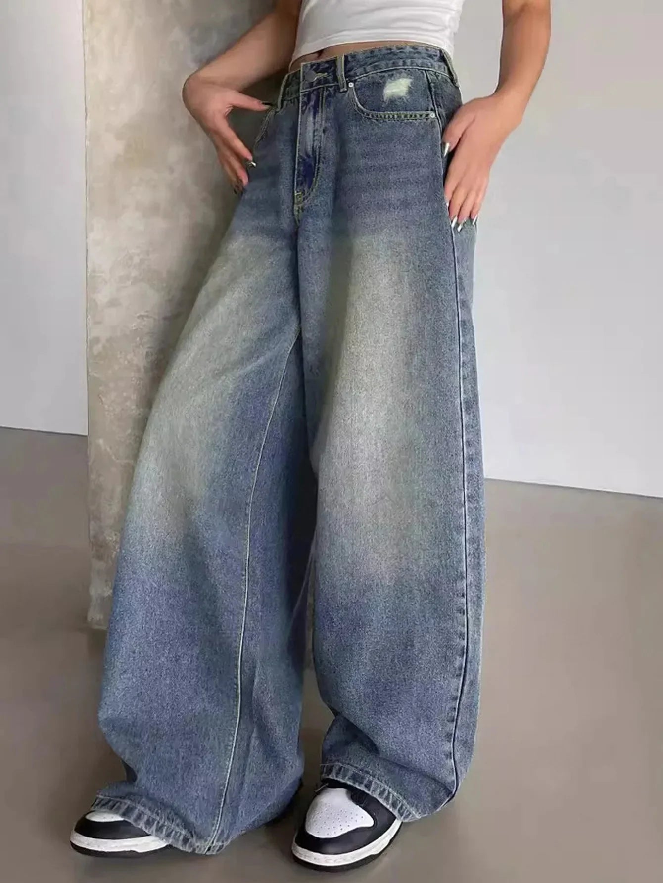 Weitem Bein Baggy-Jeans für Damen | Lässig
