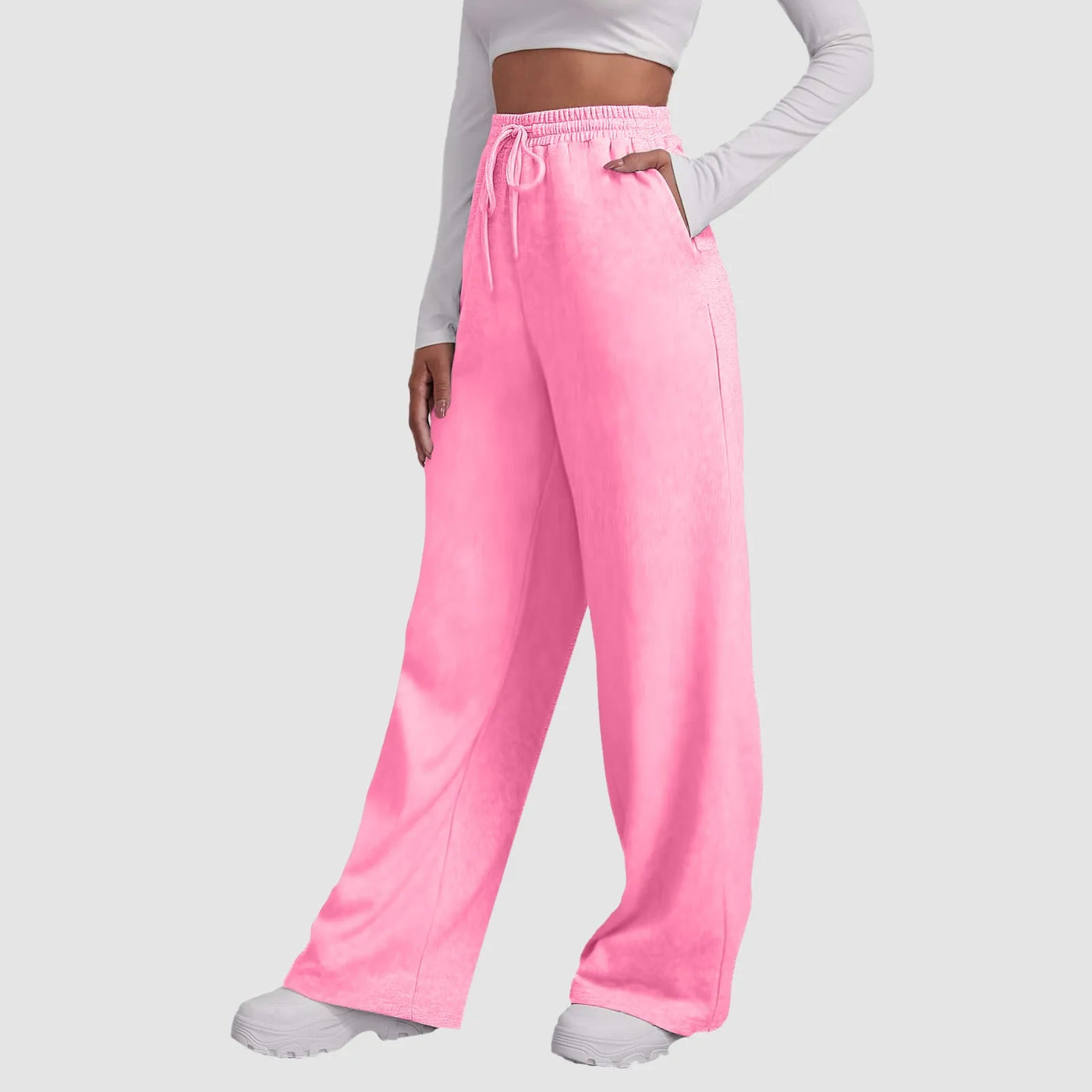 Heidi-Mode | Breite Beinen Hosen für Frauen Fleece für Sweatpants Gerade Hosen Bund Alle Math Einfache Fitness Joggers Reise Basis Hosen