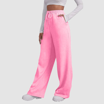 Heidi-Mode | Breite Beinen Hosen für Frauen Fleece für Sweatpants Gerade Hosen Bund Alle Math Einfache Fitness Joggers Reise Basis Hosen