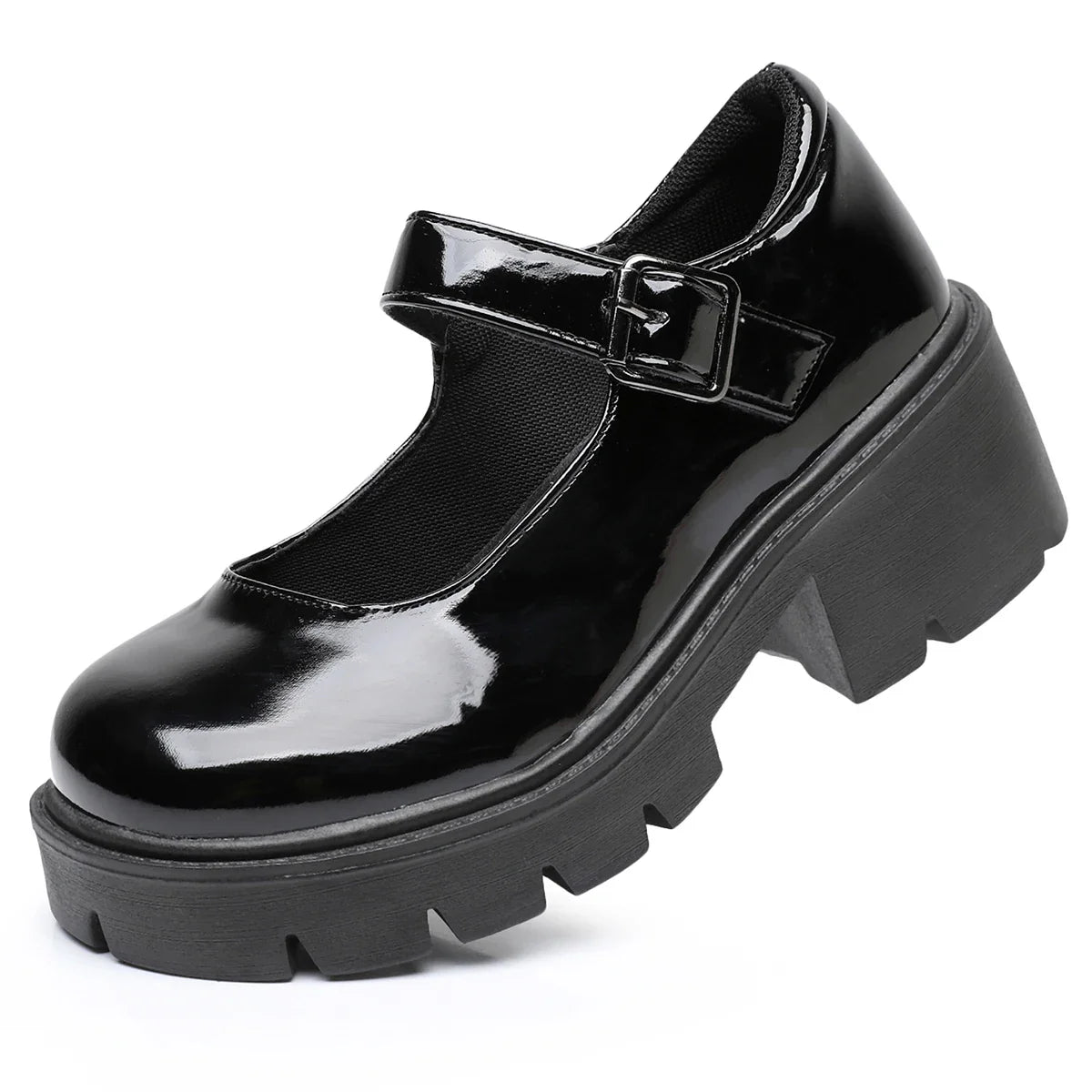 Schwarze Mary Jane Dirndl Schuhe für Damen | Plateau