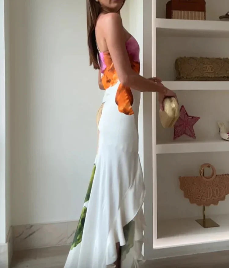 Geneve – Elegantes Maxikleid mit künstlerischem Patchwork-Design