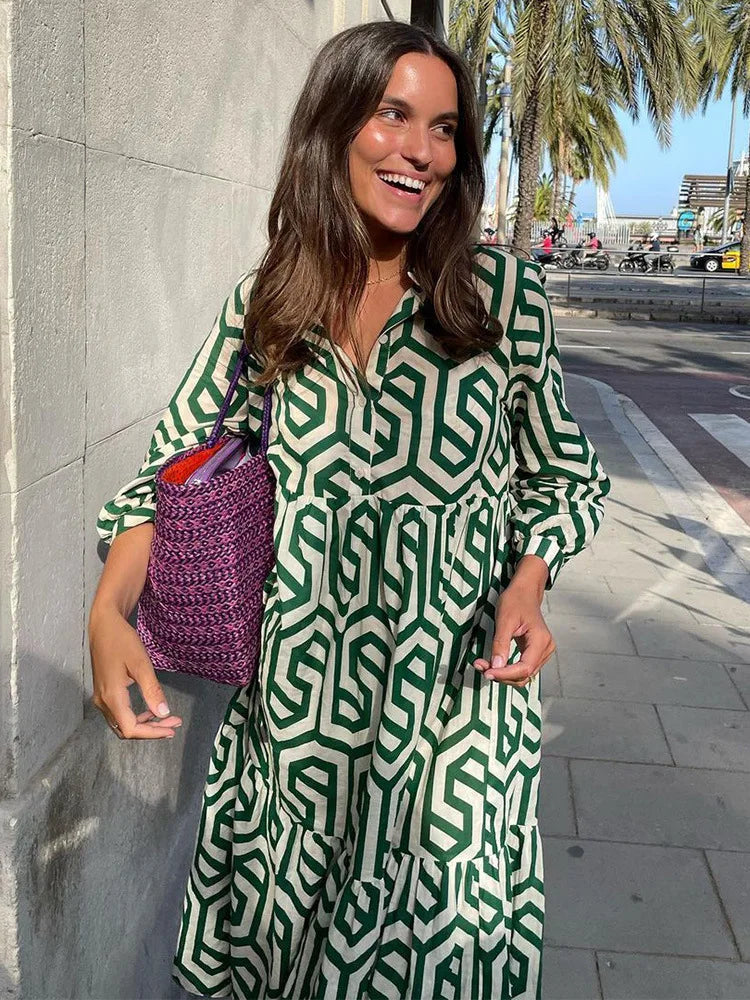 Georgia – Modernes Midikleid mit geometrischem Flair