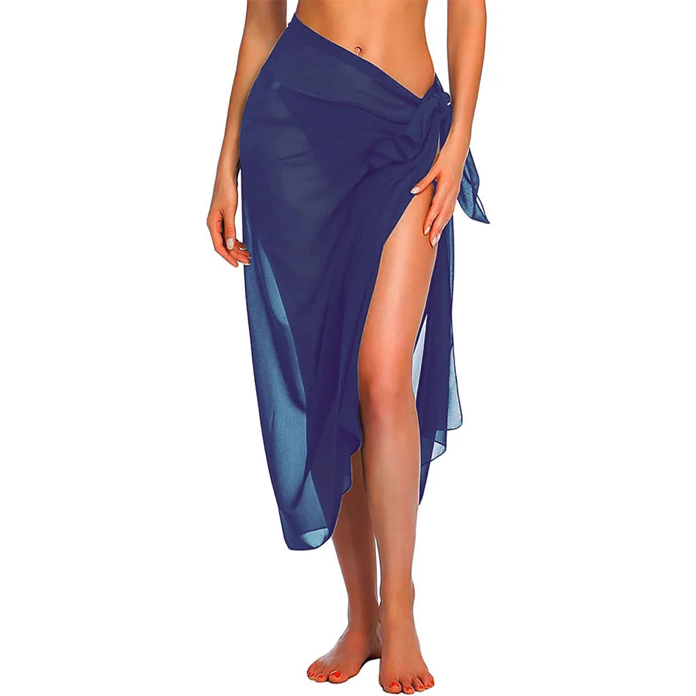 Heidi-Mode | Damen Strand Lang&Kurz Kurz Rock Sarong Badeanzug Abdeckung Sommer Bikini Wickel Transparent Schal für Bademode Abdeckung