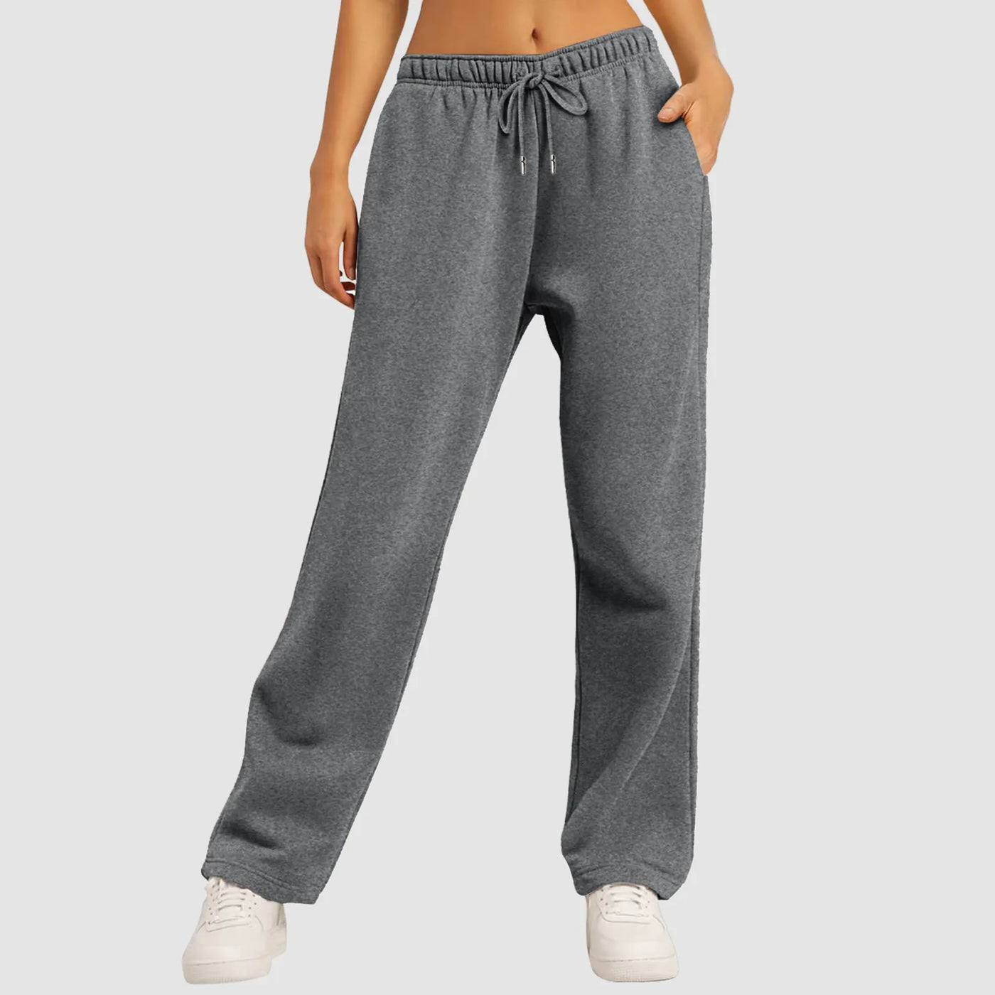 Heidi-Mode | Breite Beinen Hosen für Frauen Fleece für Sweatpants Gerade Hosen Bund Alle Math Einfache Fitness Joggers Reise Basis Hosen