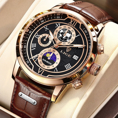 Chronographuhr mit hochwertigem Lederarmband