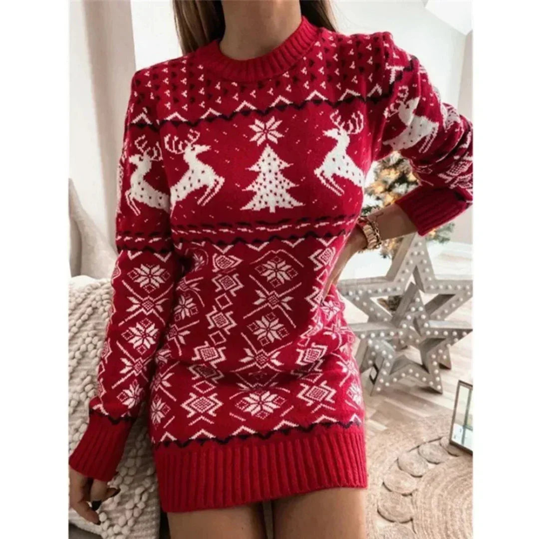 Gestricktes Weihnachtskleid für Damen