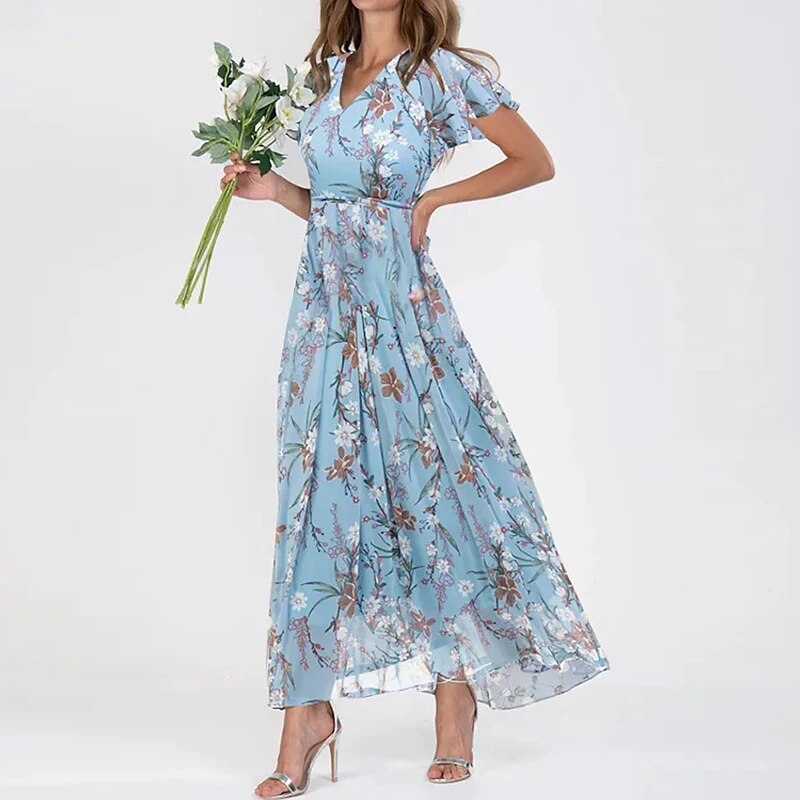 Florence – Langes Sommerkleid mit Blumenmuster