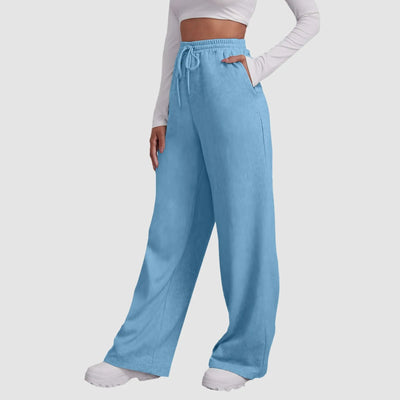 Heidi-Mode | Breite Beinen Hosen für Frauen Fleece für Sweatpants Gerade Hosen Bund Alle Math Einfache Fitness Joggers Reise Basis Hosen