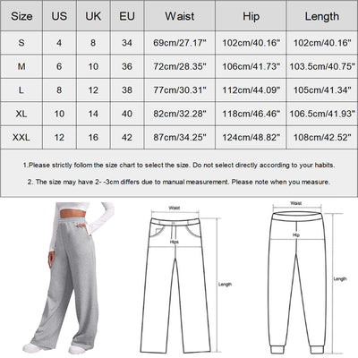 Heidi-Mode | Breite Beinen Hosen für Frauen Fleece für Sweatpants Gerade Hosen Bund Alle Math Einfache Fitness Joggers Reise Basis Hosen
