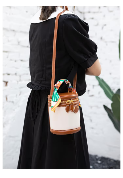 Bucket Bag Damen Kunstleder – Zylinderform mit Schalgriff