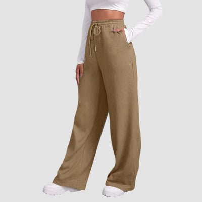 Heidi-Mode | Breite Beinen Hosen für Frauen Fleece für Sweatpants Gerade Hosen Bund Alle Math Einfache Fitness Joggers Reise Basis Hosen