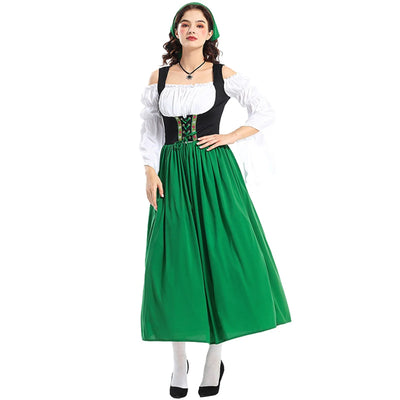 Damen Lange Oktoberfest Dirndl Kleid