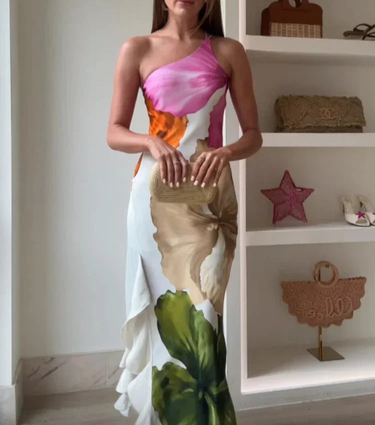 Geneve – Elegantes Maxikleid mit künstlerischem Patchwork-Design