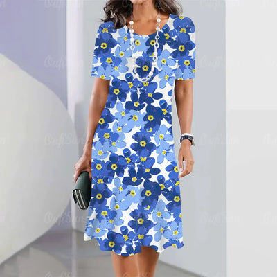 Klassisches Bedrucktes Blumen Kleid Damen