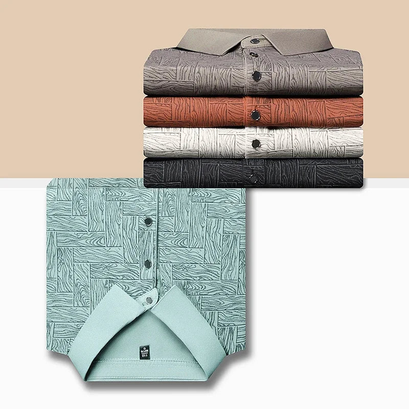 HARALD - POLOSHIRT MIT HOLZMASERUNG-MUSTER