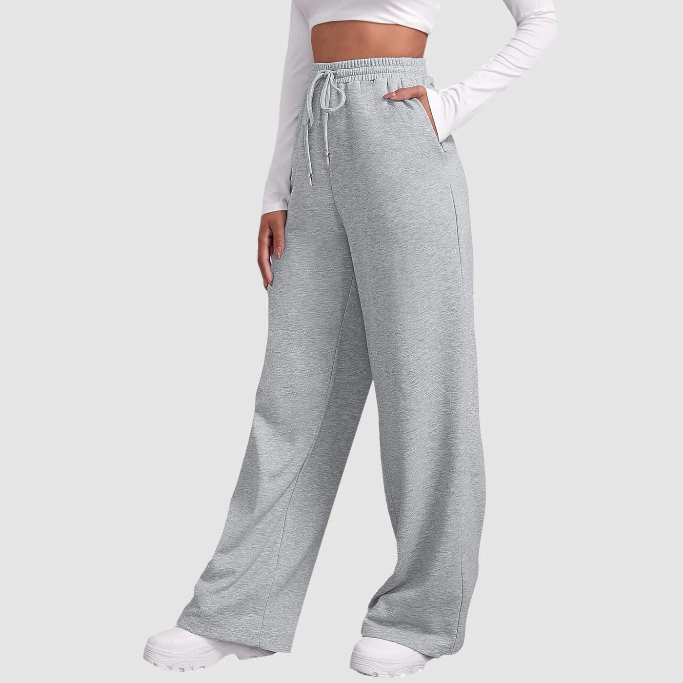 Heidi-Mode | Breite Beinen Hosen für Frauen Fleece für Sweatpants Gerade Hosen Bund Alle Math Einfache Fitness Joggers Reise Basis Hosen