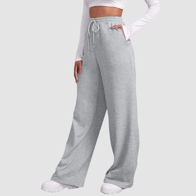 Heidi-Mode | Breite Beinen Hosen für Frauen Fleece für Sweatpants Gerade Hosen Bund Alle Math Einfache Fitness Joggers Reise Basis Hosen