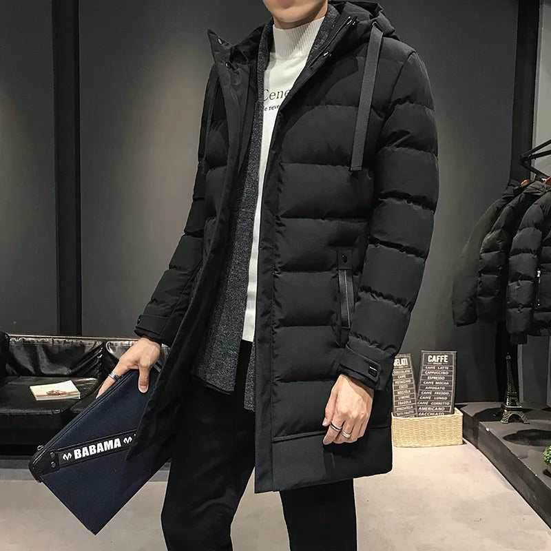 Lange Winterjacke mit Kapuze für Männer