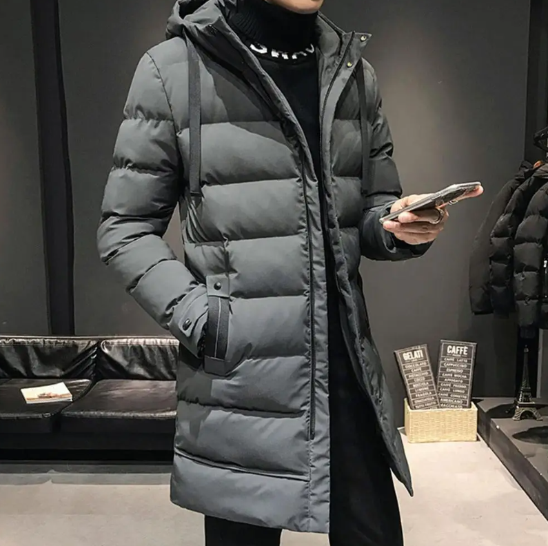 Lange Winterjacke mit Kapuze für Männer