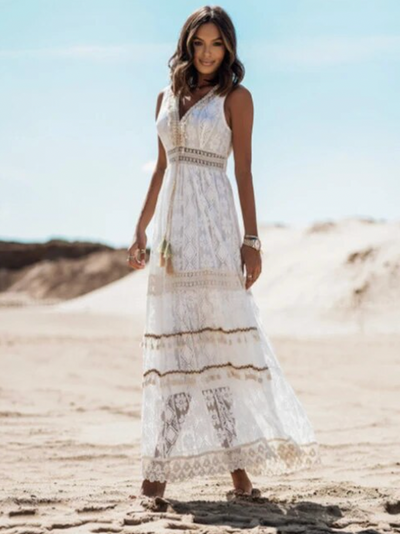 Boho V-Ausschnitt Sommerkleid für Damen