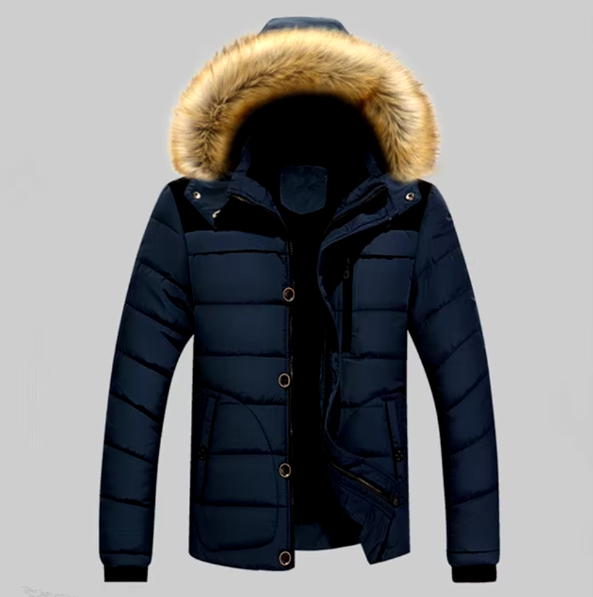 Pelzige Puffer-Winterjacke für Männer