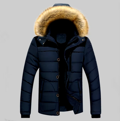 Pelzige Puffer-Winterjacke für Männer