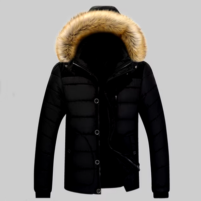 Pelzige Puffer-Winterjacke für Männer