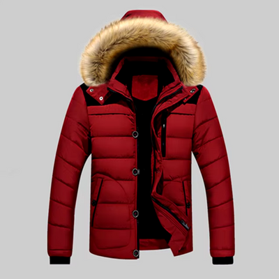 Pelzige Puffer-Winterjacke für Männer