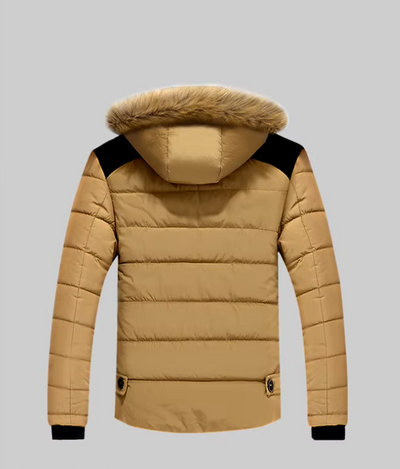 Pelzige Puffer-Winterjacke für Männer