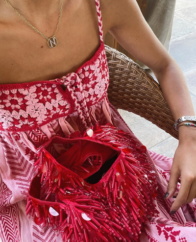 Boho Maxikleid mit Stickerei & Spaghettiträgern – Sommer Chic