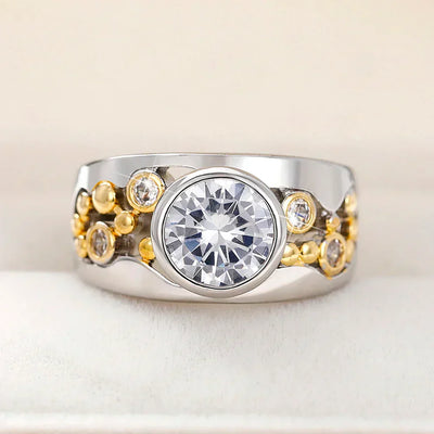 Vintage Ring aus Gold & Silber mit Zirkonia-Steinen